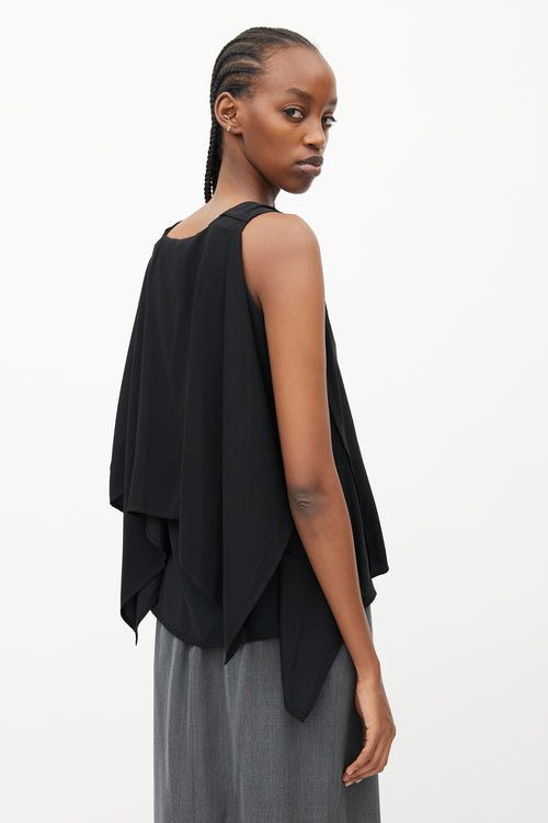 MM6 Maison Margiela Black Sleeveless Drape Blouse