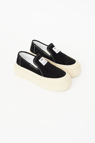 MM6 Maison Margiela Black Suede Platform Slip On Sneaker