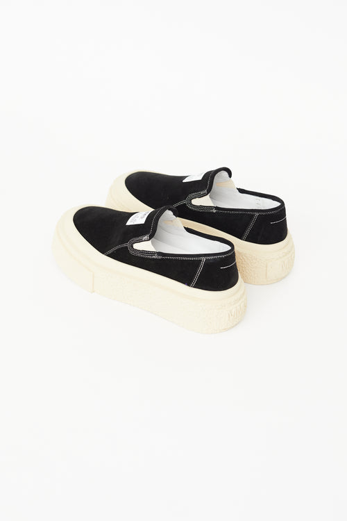 MM6 Maison Margiela Black Suede Platform Slip On Sneaker