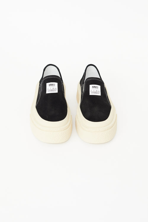 MM6 Maison Margiela Black Suede Platform Slip On Sneaker