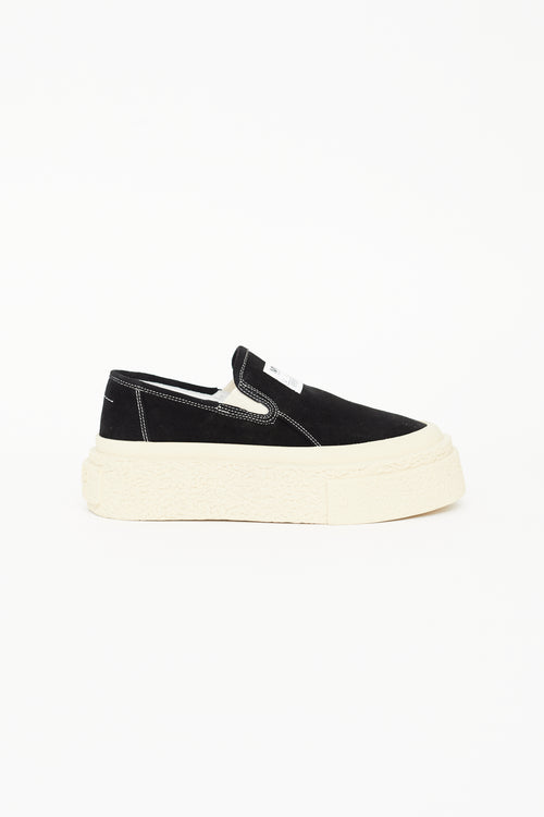 MM6 Maison Margiela Black Suede Platform Slip On Sneaker