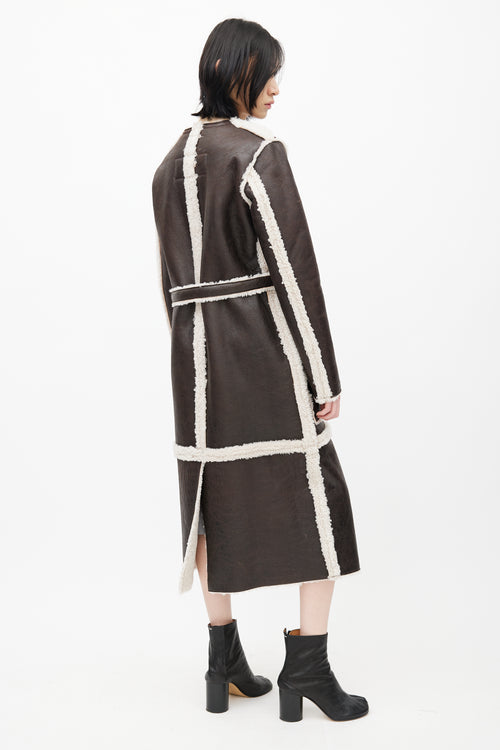 MM6 Maison Margiela Brown Leather 
Shearling Coat