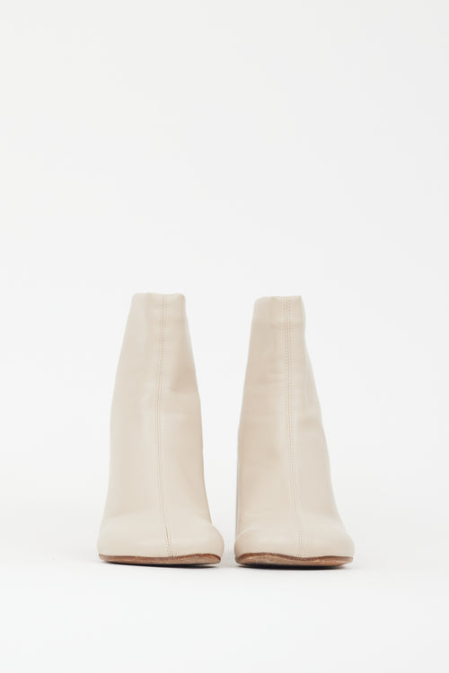 MM6 Maison Margiela Cream Leather Anatomic Ankle Boot