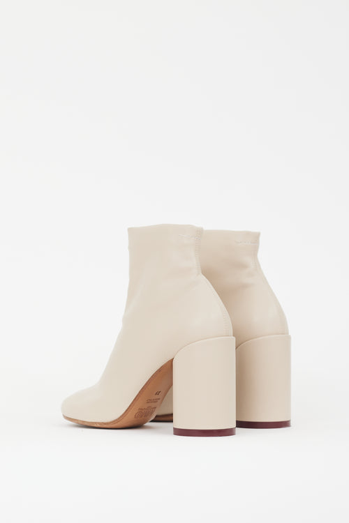 MM6 Maison Margiela Cream Leather Anatomic Ankle Boot