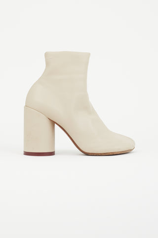 MM6 Maison Margiela Cream Leather Anatomic Ankle Boot