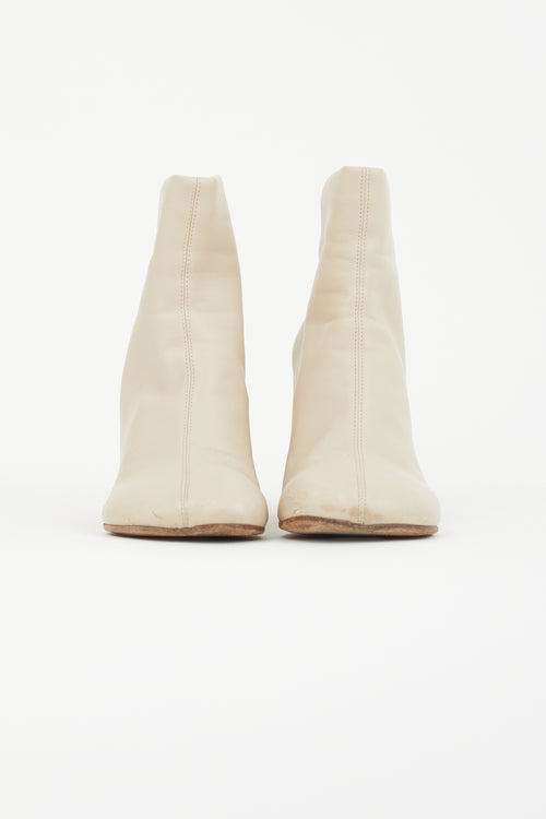 MM6 Maison Margiela Cream Leather Anatomic Ankle Boot