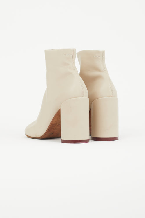 MM6 Maison Margiela Cream Leather Anatomic Ankle Boot