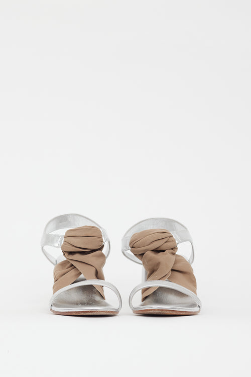 MM6 Maison Margiela Silver 
Beige Metallic Sandal