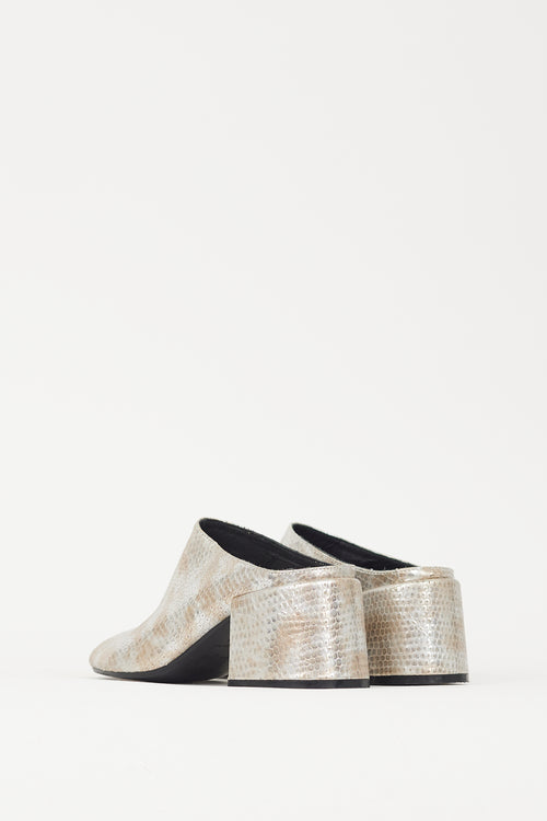 MM6 Maison Margiela Silver Metallic Textured Leather Mule