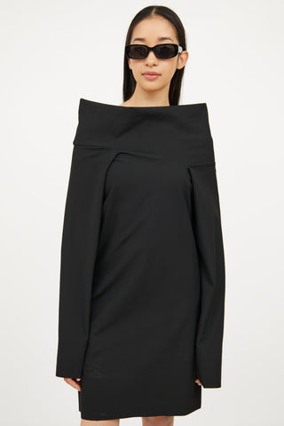 MM6 Maison Margiela Black Boatneck Long Sleeve Dress