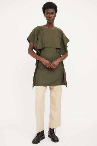 MM6 Maison Margiela Green Layered Short Sleeve Dress