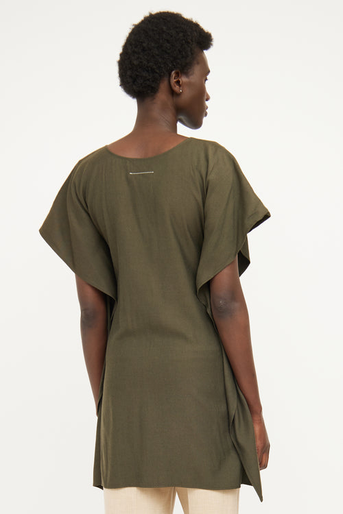 MM6 Maison Margiela Green Layered Short Sleeve Dress