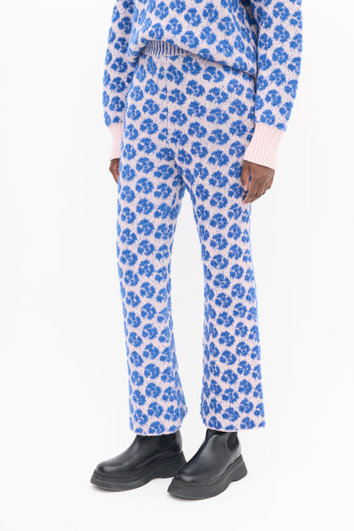 Mozh Mozh Blue 
Pink Floral Jacquard Golgoli Pants