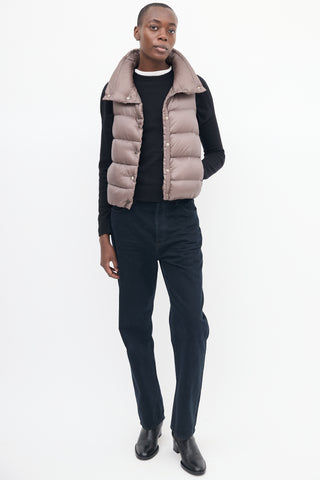 Moncler Taupe Down 
Nylon Puffer Vest