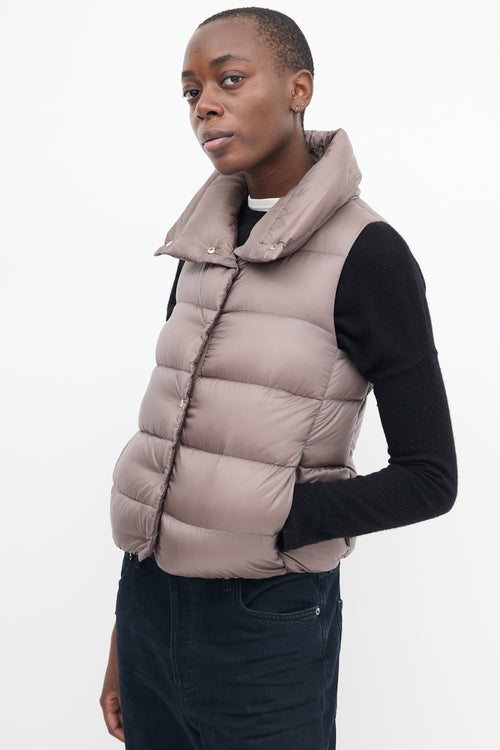 Moncler Taupe Down 
Nylon Puffer Vest