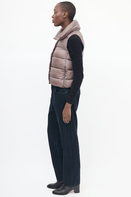 Moncler Taupe Down 
Nylon Puffer Vest