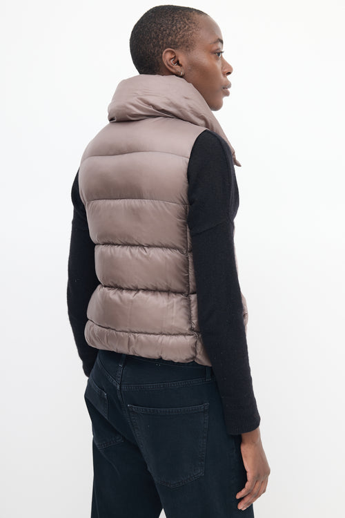 Moncler Taupe Down 
Nylon Puffer Vest