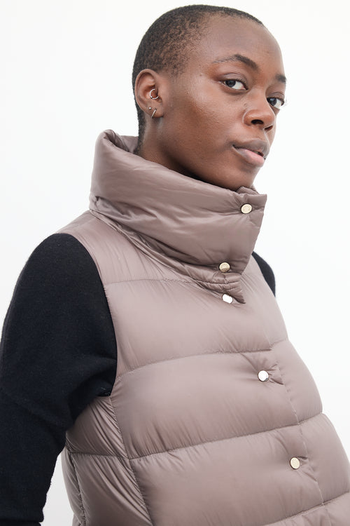 Moncler Taupe Down 
Nylon Puffer Vest