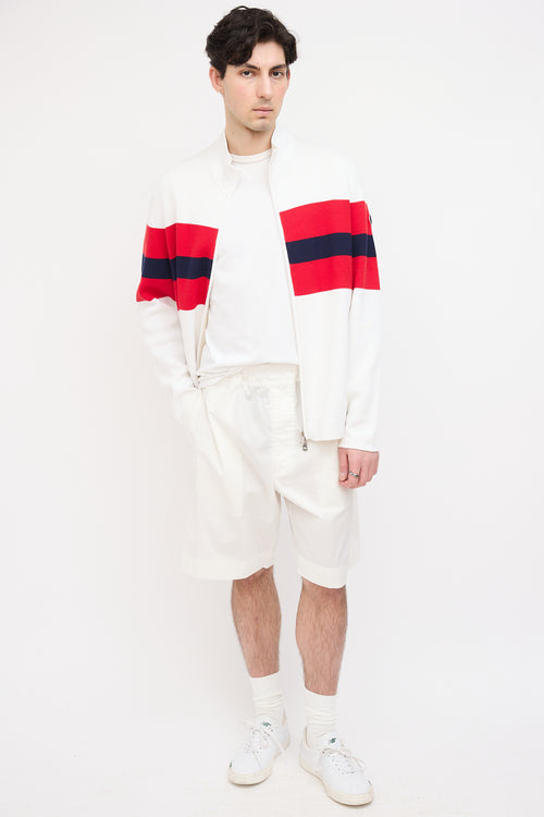 Moncler Cream 
Red Knit Zip Sweater