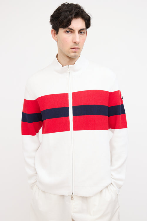 Moncler Cream 
Red Knit Zip Sweater