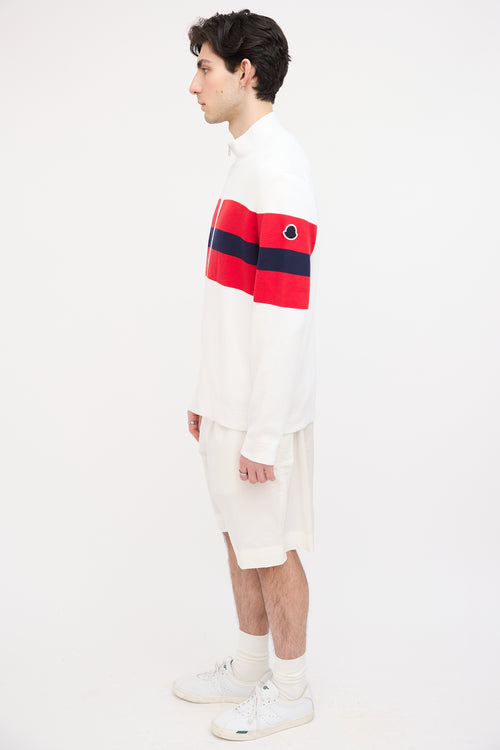 Moncler Cream 
Red Knit Zip Sweater