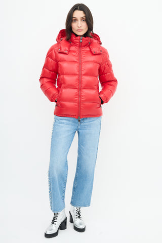 Moncler Red Down 
Nylon Maya Puffer Jacket