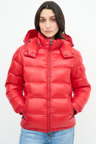 Moncler Red Down 
Nylon Maya Puffer Jacket