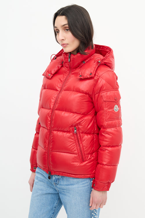 Moncler Red Down 
Nylon Maya Puffer Jacket