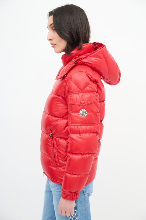 Moncler Red Down 
Nylon Maya Puffer Jacket