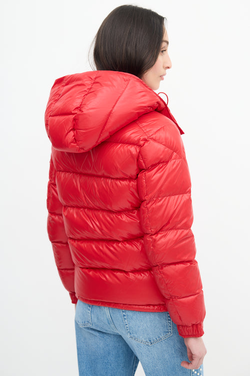 Moncler Red Down 
Nylon Maya Puffer Jacket