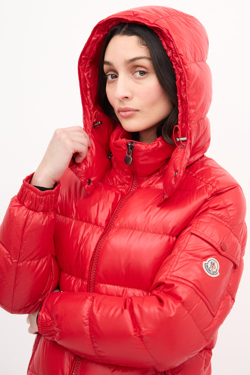 Moncler Red Down 
Nylon Maya Puffer Jacket