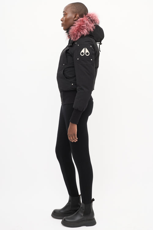 Moose Knuckles Black Down Latrielle Bomber Jacket