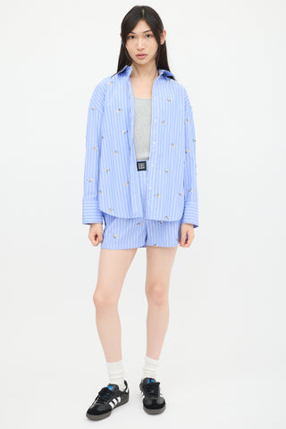 MSGM Blue 
White Striped Co-Ord Set