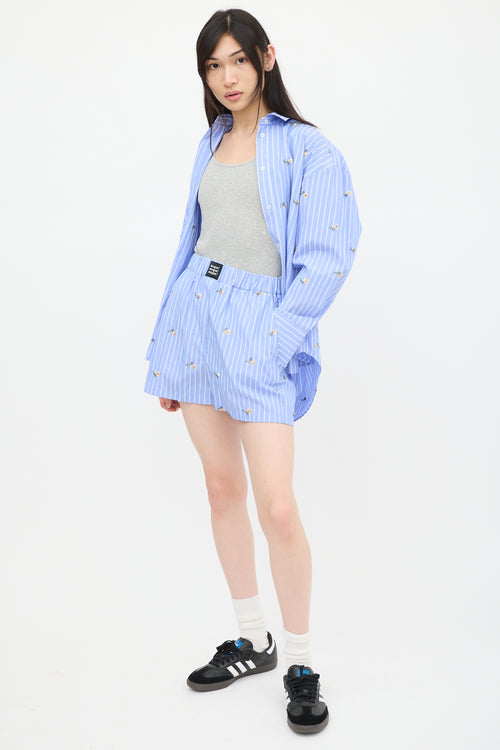 MSGM Blue 
White Striped Co-Ord Set