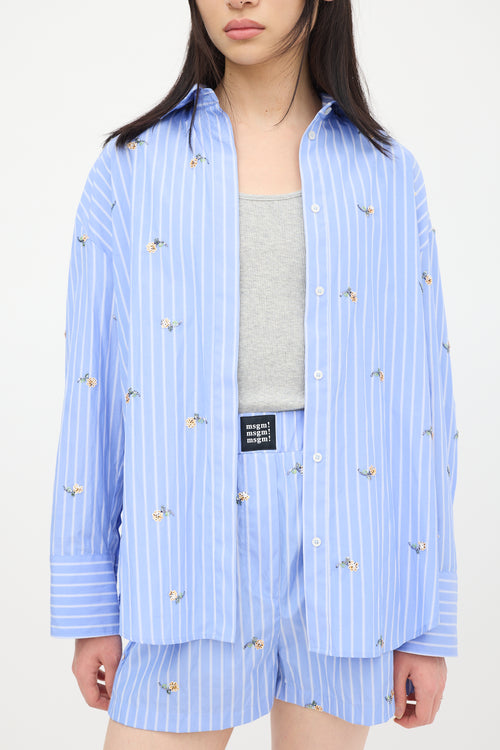 MSGM Blue 
White Striped Co-Ord Set