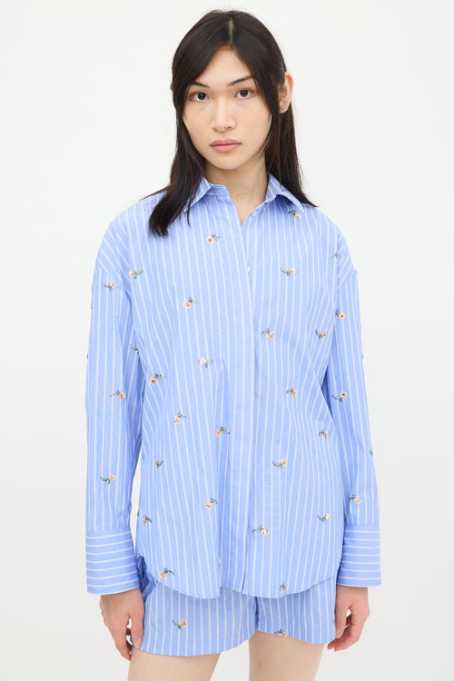 MSGM Blue 
White Striped Co-Ord Set