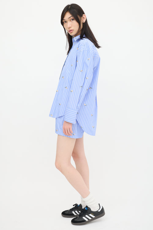 MSGM Blue 
White Striped Co-Ord Set