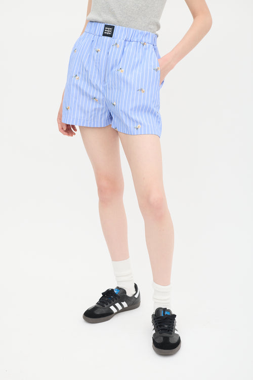 MSGM Blue 
White Striped Co-Ord Set