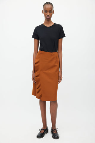 MSGM Brown Ruffled Wrap Skirt