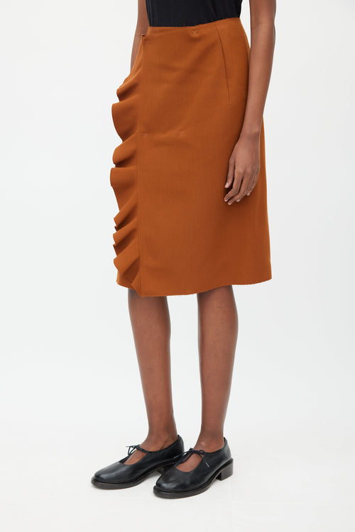 MSGM Brown Ruffled Wrap Skirt