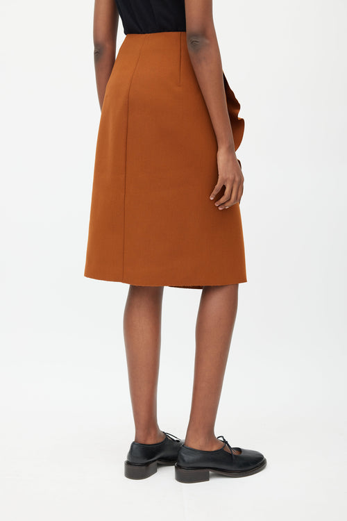 MSGM Brown Ruffled Wrap Skirt