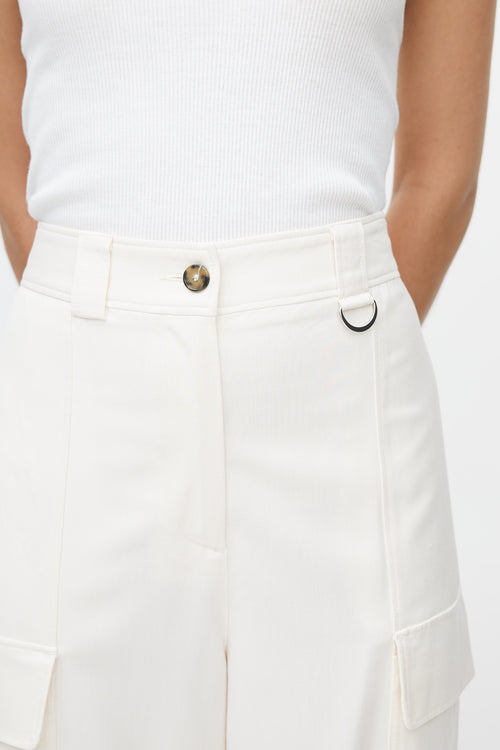 MSGM Cream Wide Leg Cargo Pant