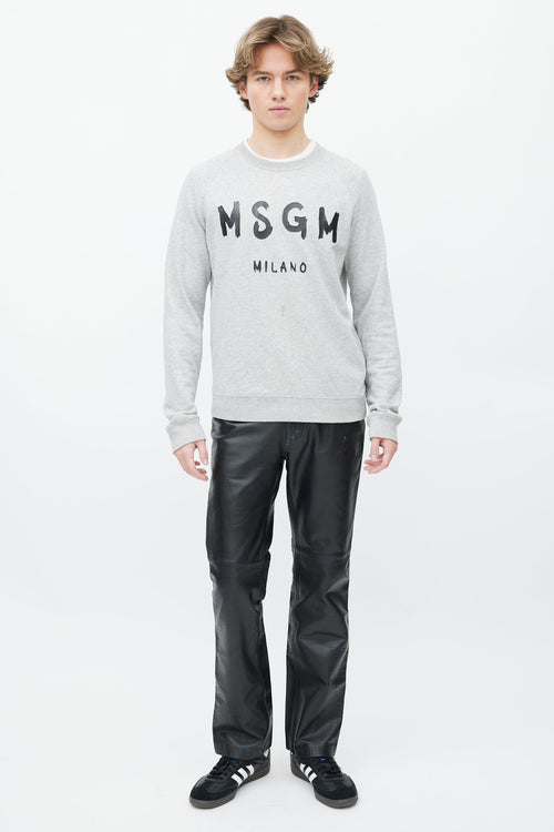 MSGM Grey Cotton Crewneck Sweatshirt