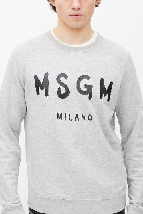 MSGM Grey Cotton Crewneck Sweatshirt