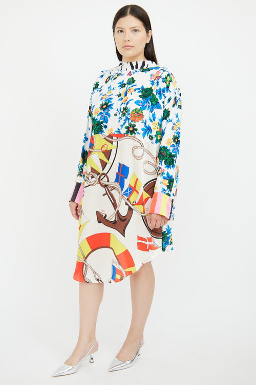 MSGM Multicolour Printed Long Sleeve Dress