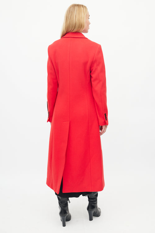 MSGM Red Wool Double Breasted Coat