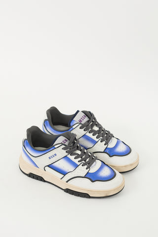 MSGM White 
Blue Leather Basketball Gradient Sneaker