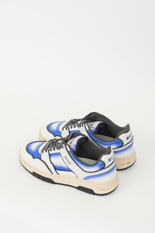 MSGM White 
Blue Leather Basketball Gradient Sneaker