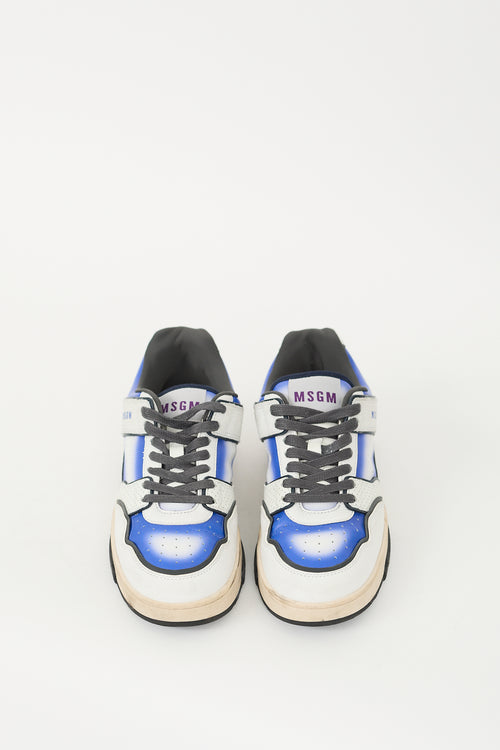 MSGM White 
Blue Leather Basketball Gradient Sneaker