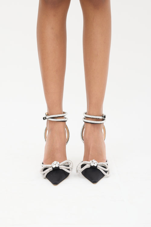 Mach 
Mach Black 
Silver Embellished Double Bow Heel